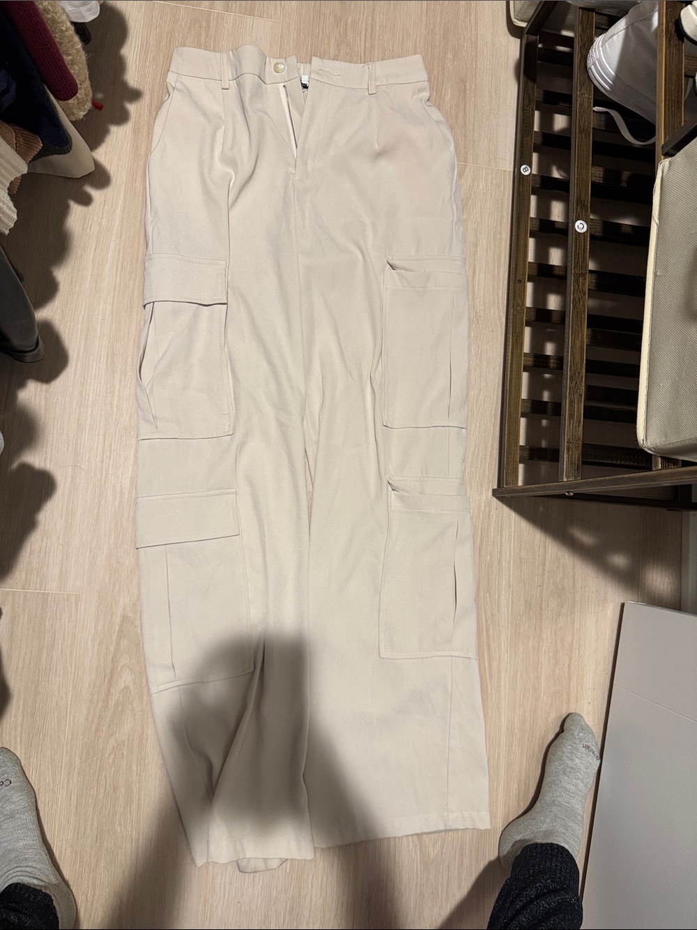 Fashion Nova Women’s Cargo Pants in Cream